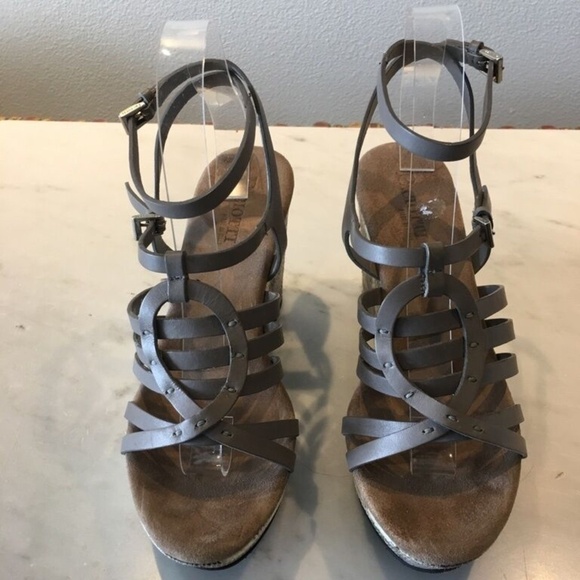AUTHENTIC Cesare Paciotti wedge platform sandals 37 1/2 - 7.5 - Picture 1 of 6